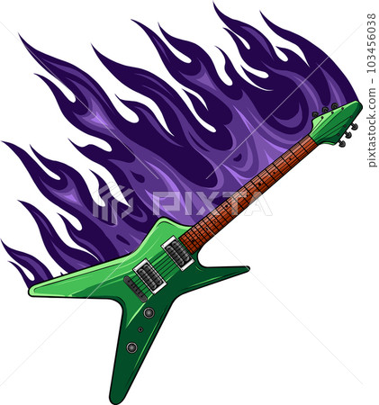vector illustration of Burning electric guitar design 103456038