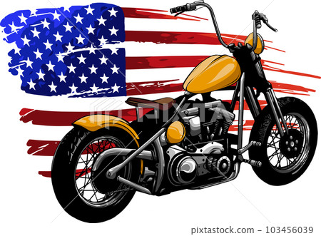 vector illustration of chopper motorcycle with american flag 103456039