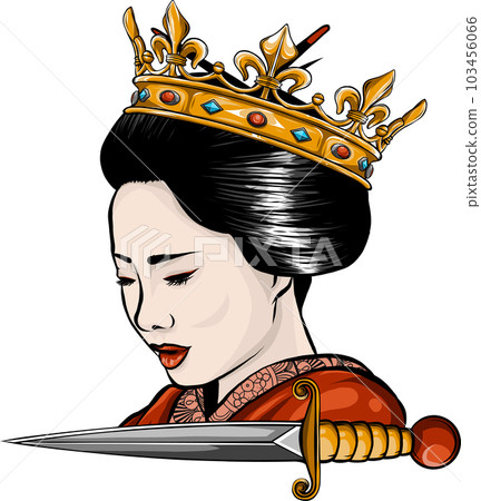vector illustration of Asian Queen with a crown vector illustration of Asian Queen with a crown 103456066