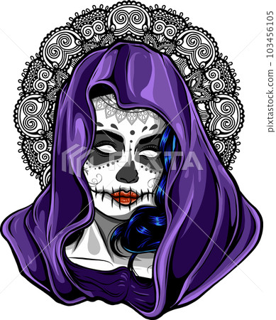 vector illustration of Mysterious woman girl in a hood avatar. 103456105