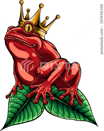 Decorative isolated frog with crown on the leaf. Vector illustration Decorative isolated frog with crown on the leaf. Vector illustration 103456108
