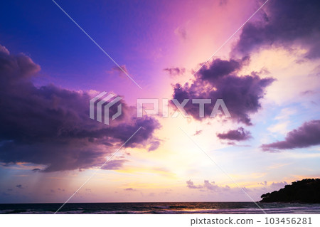 Colorful sky dramatic majestic scenery Sky with Amazing clouds and waves in sunset sky over dark sea,Colorful light clouds background Colorful sky dramatic majestic scenery Sky with Amazing clouds and waves in sunset sky over dark sea,Colorful light clouds background 103456281