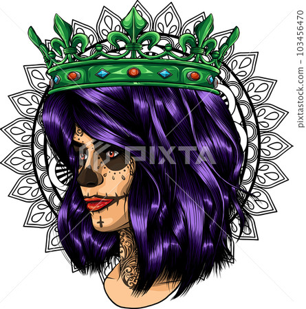 vector illustration of beautiful face woman with crown 103456470