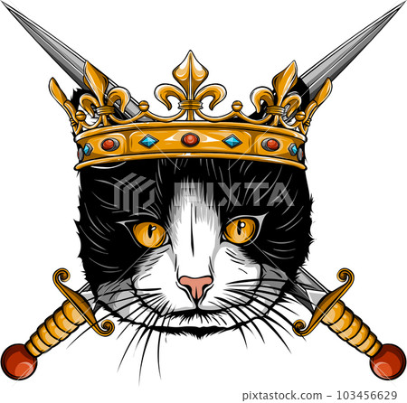 Vector illustration of the cat with crown and knife 103456629