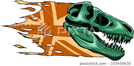 vector illustration of T-rex Skull with british flag 103456630