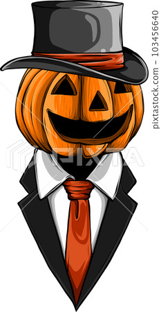vector illustration of pumpkin with elegant smoking vector illustration of pumpkin with elegant smoking 103456640