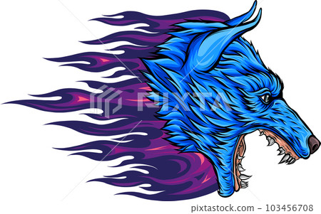 vector illustration of wolf with flames design vector illustration of wolf with flames design 103456708