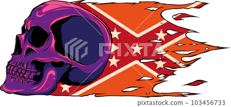 Skull with American Confederate flag, isolated on white, vector illustration Skull with American Confederate flag, isolated on white, vector illustration 103456733