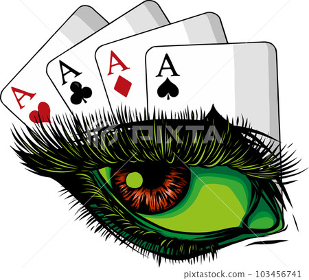 vector illustration of Woman eye with poker cards 103456741