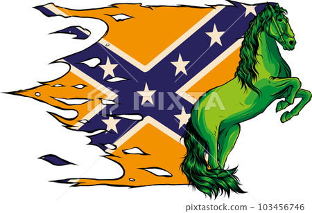 vector Illustration of a horse with confederate flag vector Illustration of a horse with confederate flag 103456746