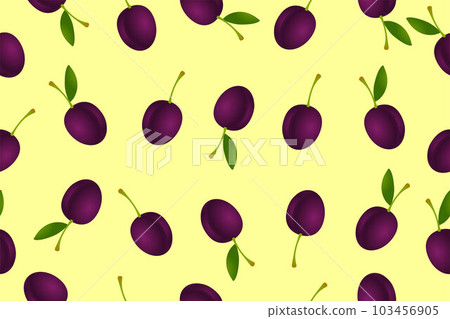 Seamless plum pattern. Vector seamless pattern with plums. Fabric pattern, textile. Vector illustration 103456905