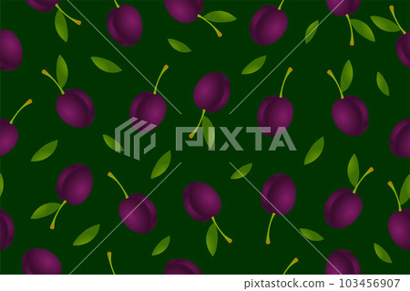 Seamless plum pattern. Vector seamless pattern with plums. Fabric pattern, textile. Vector illustration 103456907