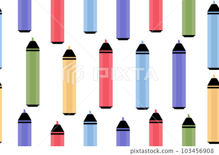 Seamless pattern of multicolored markers on a white background. The design of the marker icon symbol. Vector illustration 103456908
