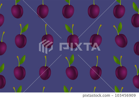 Seamless plum pattern. Vector seamless pattern with plums. Fabric pattern, textile. Vector illustration 103456909