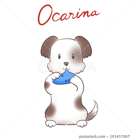 快樂地吹陶笛的狗的插圖 103457067
