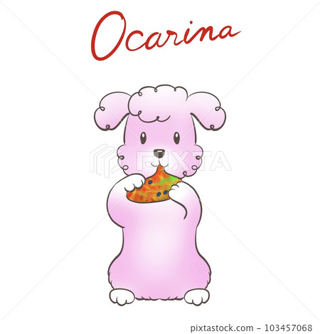 Illustration of a dog happily blowing an ocarina Illustration of a dog happily blowing an ocarina 103457068