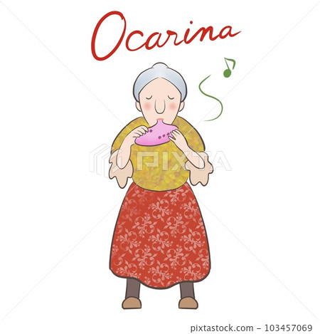 祖母高興地吹陶笛的插圖 祖母高興地吹陶笛的插圖 103457069