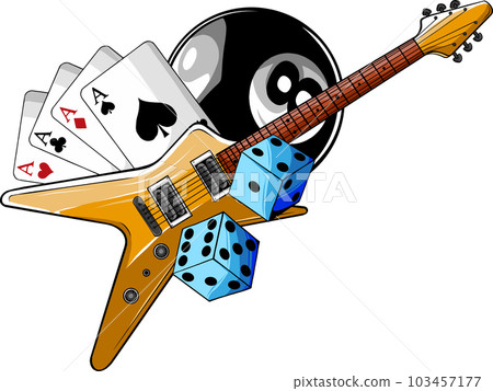 vector illustration of Electric guitar with casino game 103457177