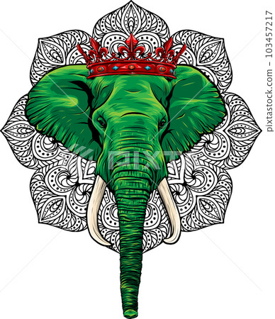 Elephant king mascot logo black and white version Stock Vector