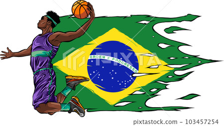 vector illustration of basketball player with brazil flag 103457254