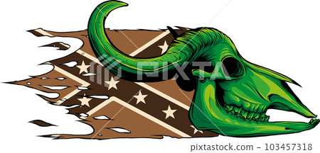 vector illustration of Confederate flag with buffalo skull, vector illustration of Confederate flag with buffalo skull, 103457318