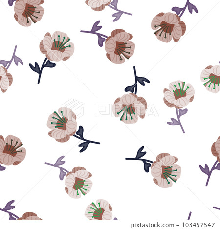 Stylized cute flower seamless pattern in simple style. Abstract floral endless background. Stylized cute flower seamless pattern in simple style. Abstract floral endless background. 103457547