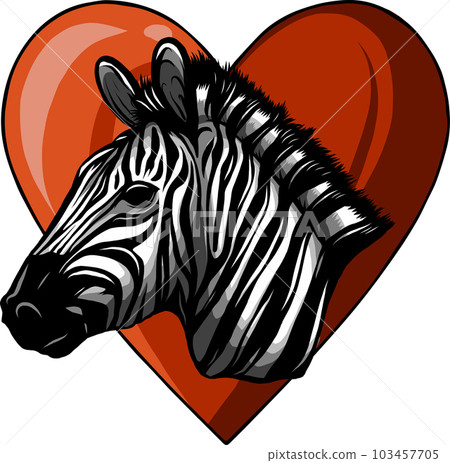 vector illustration of zebra head on heart vector illustration of zebra head on heart 103457705