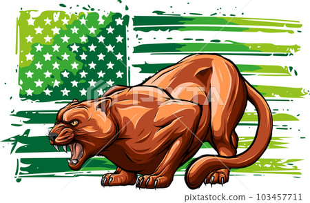 vector illustration of puma with american flag vector illustration of puma with american flag 103457711