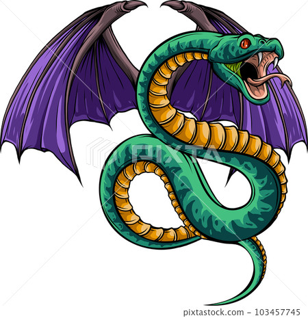 vector illustration of Winged Snake on white background vector illustration of Winged Snake on white background 103457745