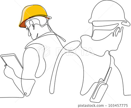 construction manager and engineer working on building site. Vector illustration 103457775