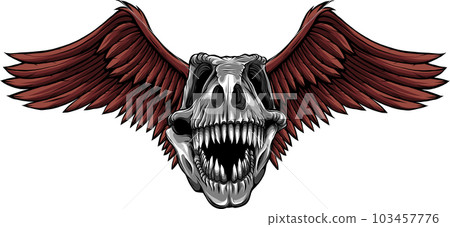 vector illustration of T-rex skull with wings 103457776