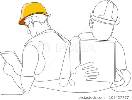 construction manager and engineer working on building site. Vector illustration construction manager and engineer working on building site. Vector illustration 103457777