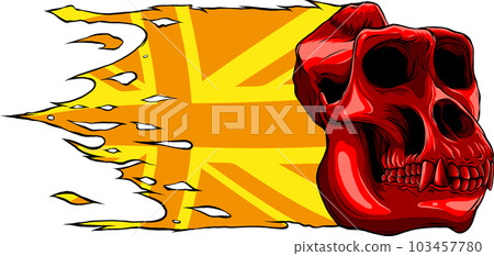 vector illustration of monkey skull with united kingdom flag 103457780