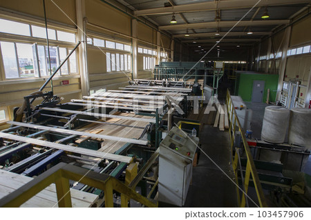 Wood processing plant. Wood cutting workshop 103457906