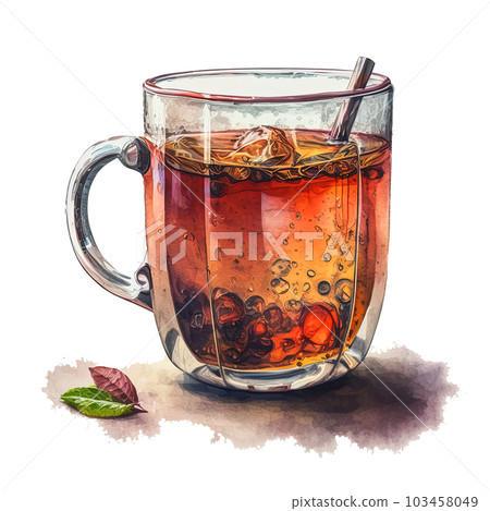 Watercolor tea. Illustration AI Generative 103458049