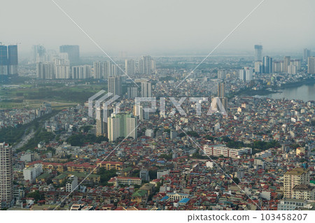 Aerial view of Hanoi Downtown Skyline, Vietnam. Financial district and business centers in smart urban city in Asia. Skyscraper and high-rise buildings. 103458207
