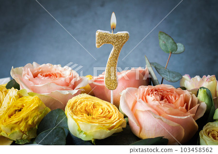 Glitter number 7 seven celebration candle Glitter number 7 seven celebration candle 103458562