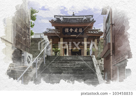 水彩風格的長崎中國宅邸遺址 福建會館 長崎縣長崎市 103458833