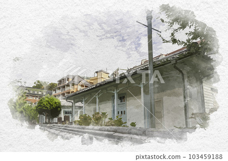 水彩風格的長崎東山手洋式住宅區長崎縣長崎市 水彩風格的長崎東山手洋式住宅區長崎縣長崎市 103459188