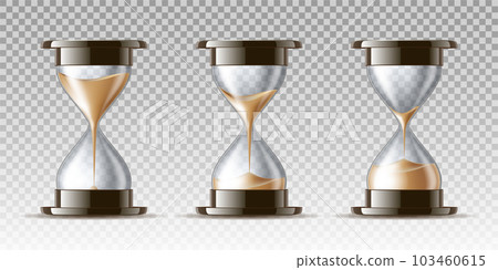 Sand falling in the hourglass in three different states Sand falling in the hourglass in three different states 103460615