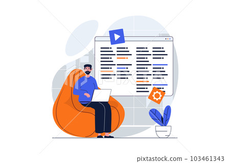UI UX development web concept with character... - Stock Illustration ...
