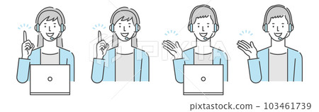 A set of female operators who deal with customers at a call center 103461739