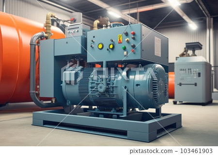 Huge industrial compressor in production. Generative AI 103461903