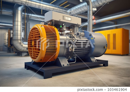 Huge industrial compressor in production. Generative AI 103461904