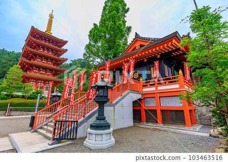 Tokyo Hino City Takahata Fudoson Kongo-ji Temple Five-storied Pagoda and Okuden 103463516