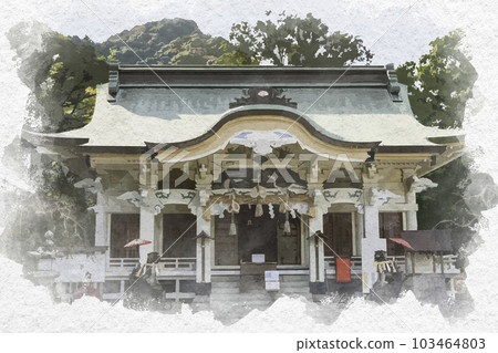 Watercolor style Takeo Shrine Worship Hall Takeo City, Saga Prefecture Watercolor style Takeo Shrine Worship Hall Takeo City, Saga Prefecture 103464803