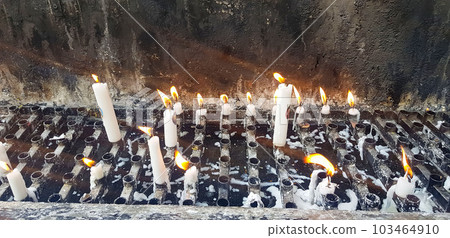Prayers candle in one quite praying place, each candle represents the hope and spirit of the prayers, in mother Mary's praying cave Prayers candle in one quite praying place, each candle represents the hope and spirit of the prayers, in mother Mary's praying cave 103464910