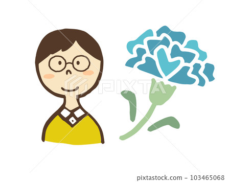 Cute father and carnation / hand-drawn illustration material 103465068