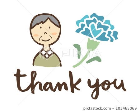 可愛的父親和康乃馨和感謝信/手繪插畫素材 103465069