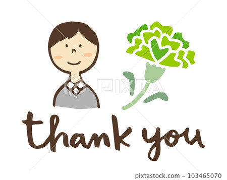 可愛的父親和康乃馨和感謝信/手繪插畫素材 103465070